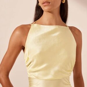 Shona Joy La Lune High Neck Ruched Maxi Dress - Lemon